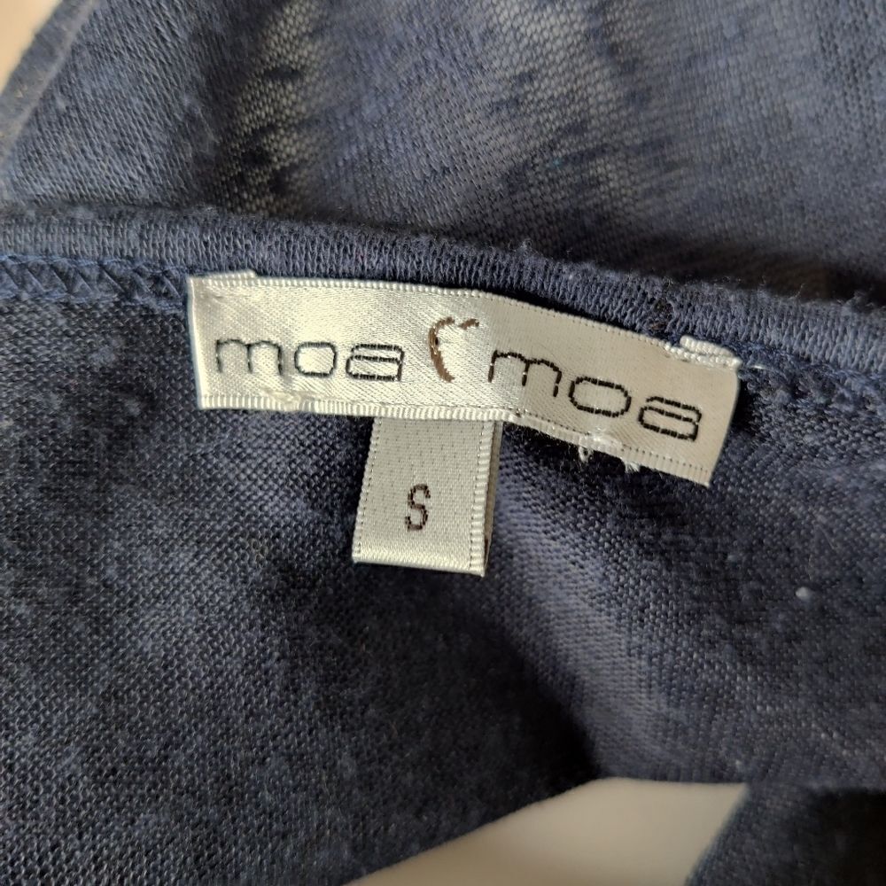 3/$25 Moa Moa Navy Blue Knit Lace Hem Top Sz S - Picture 5 of 9